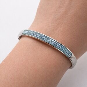 Silver Radiance Mystic Crystal Bangle Stainless Steel Blue Crystal Bracelet
